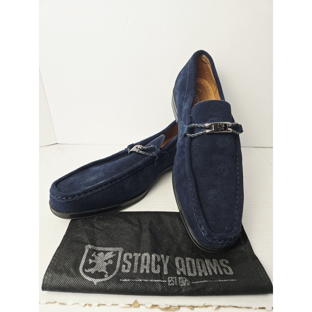 Stacy Adams Mens dress shoe blue suede sz 11 slip on loafer
